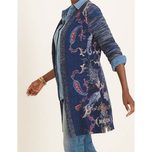 Chico’s Mixed Print Paisley Cardigan Size Small - Picture 2 of 7
